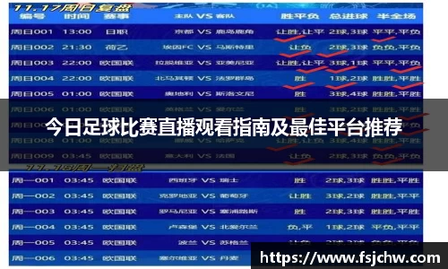 今日足球比赛直播观看指南及最佳平台推荐
